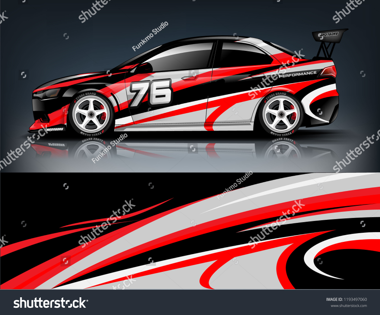 Car wrap design. Livery design for racing car. sedan, hatchback. vector format.