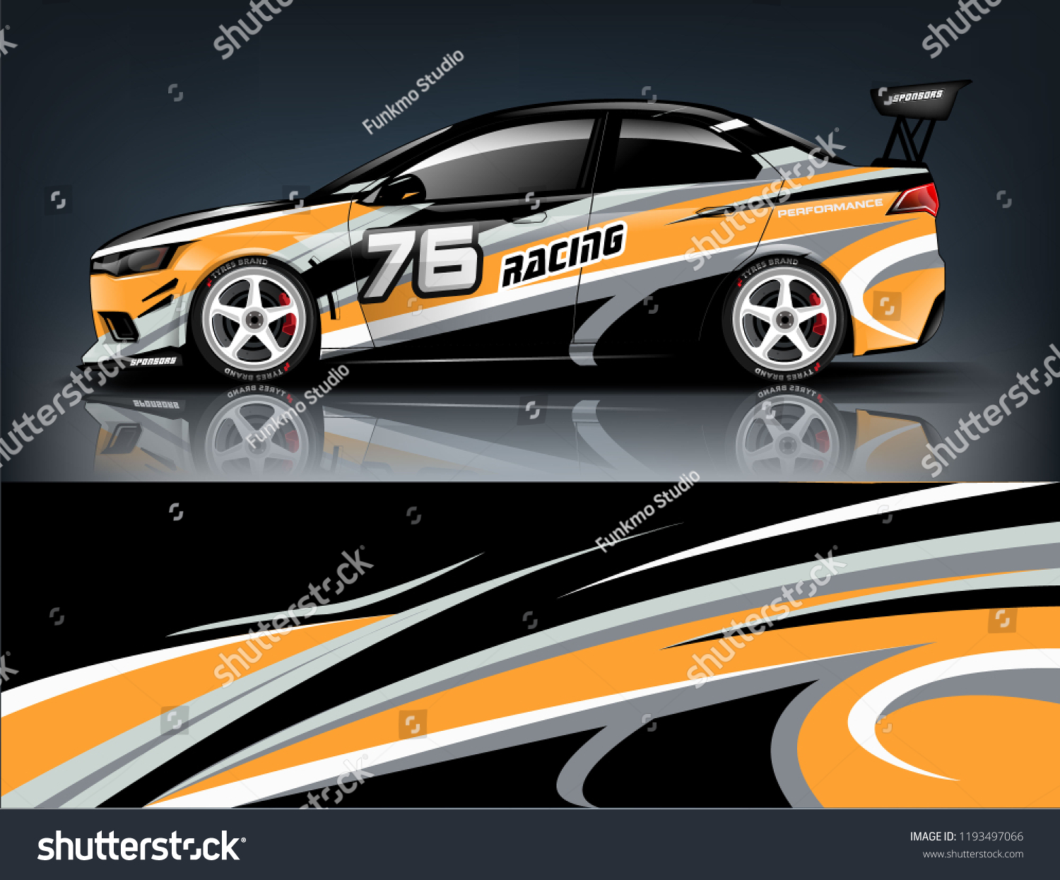 Car wrap design. Livery design for racing car. sedan, hatchback. vector format.