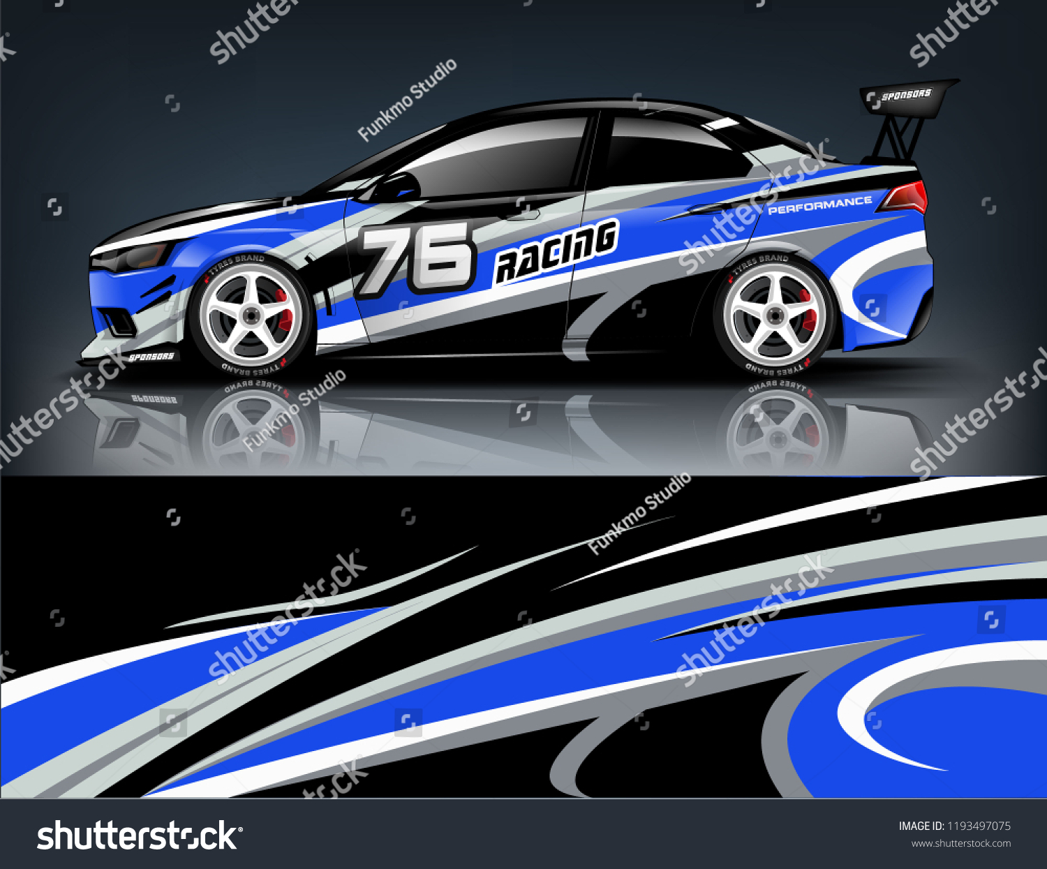 Car wrap design. Livery design for racing car. sedan, hatchback. vector format.