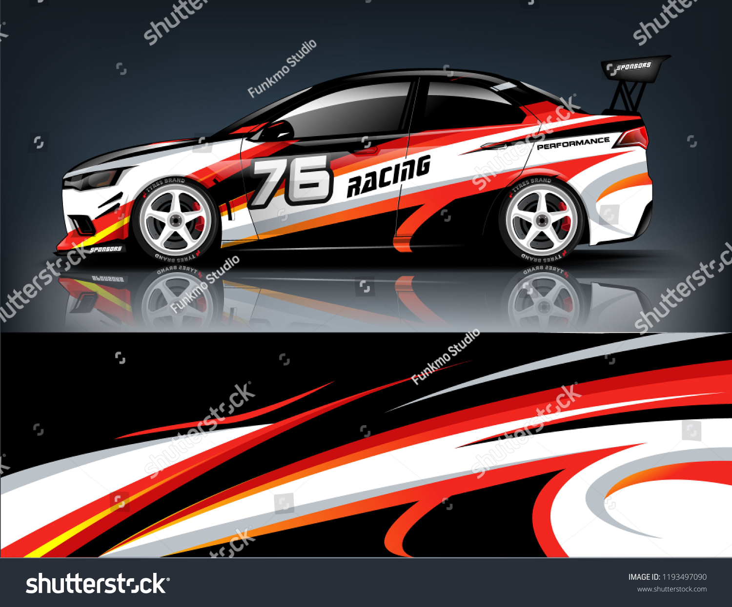 Car wrap design. Livery design for racing car. sedan, hatchback. vector format.