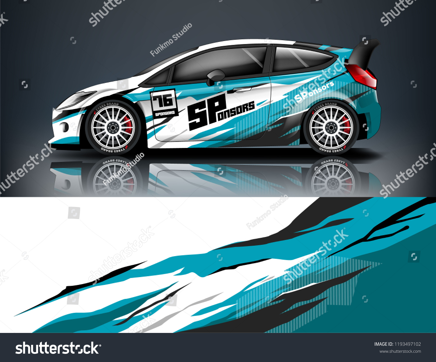 Car wrap design. Livery design for racing car. sedan, hatchback. vector format.