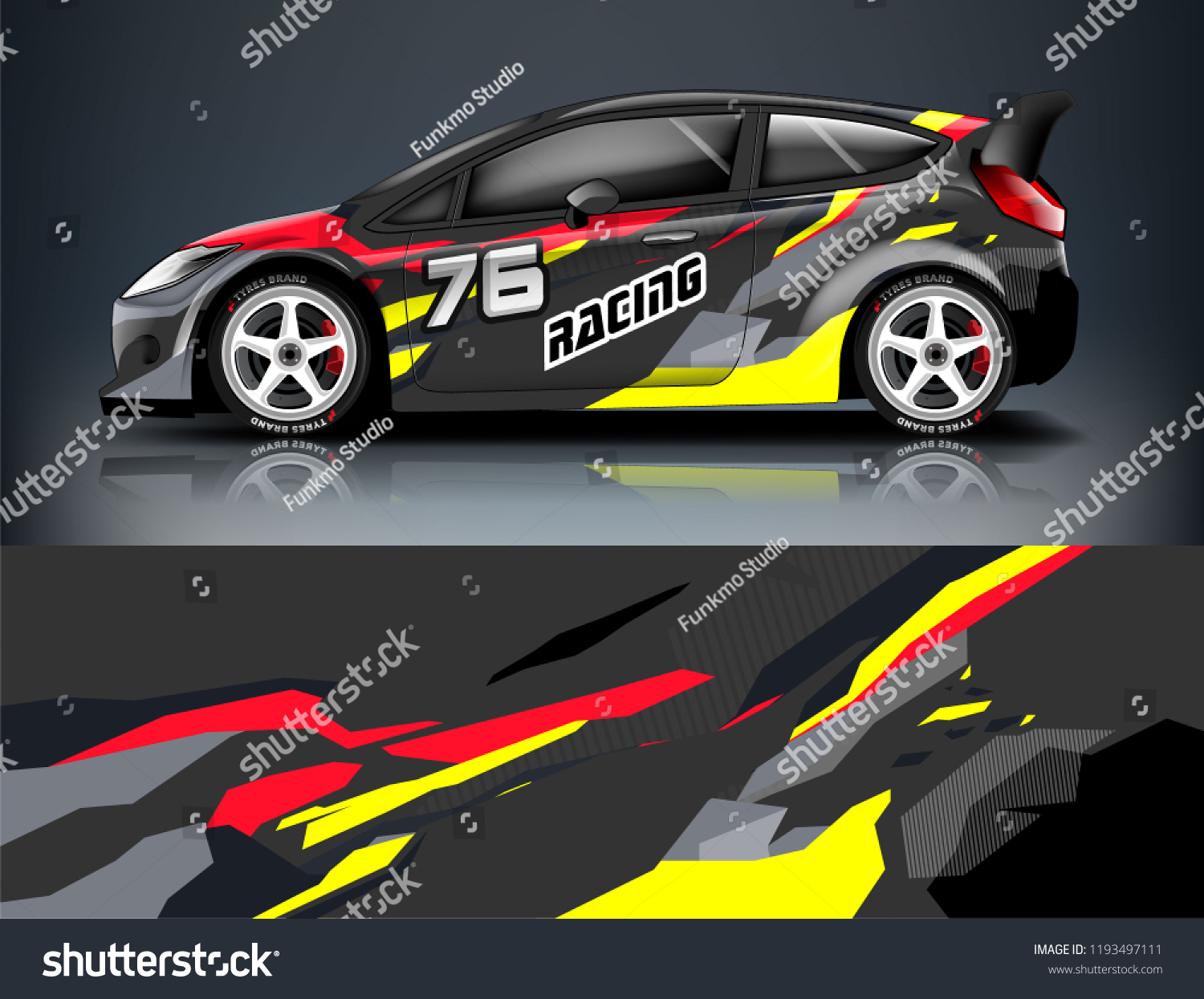 Car wrap design. Livery design for racing car. sedan, hatchback. vector format.