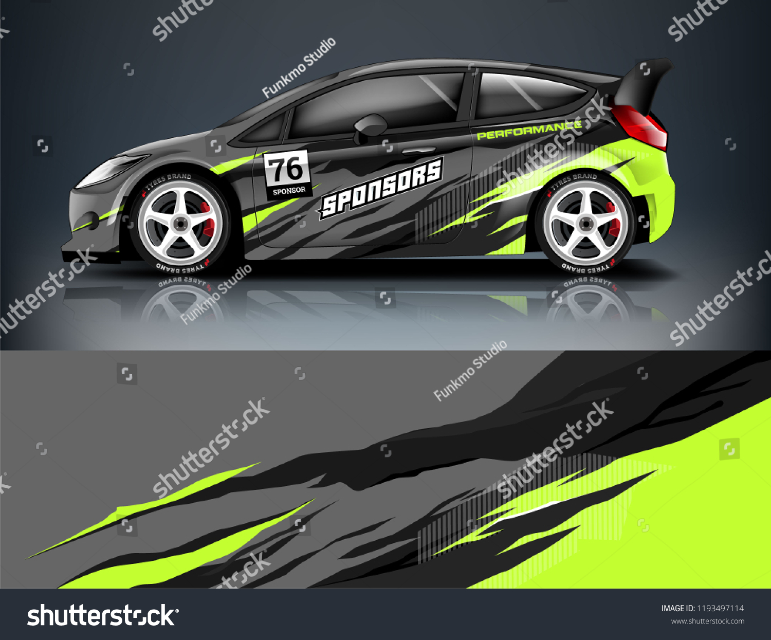 Car wrap design. Livery design for racing car. sedan, hatchback. vector format.