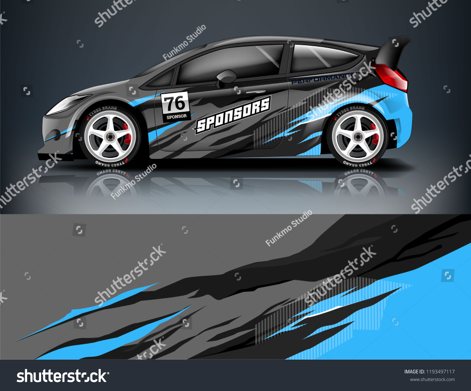 Car wrap design. Livery design for racing car. sedan, hatchback. vector format.