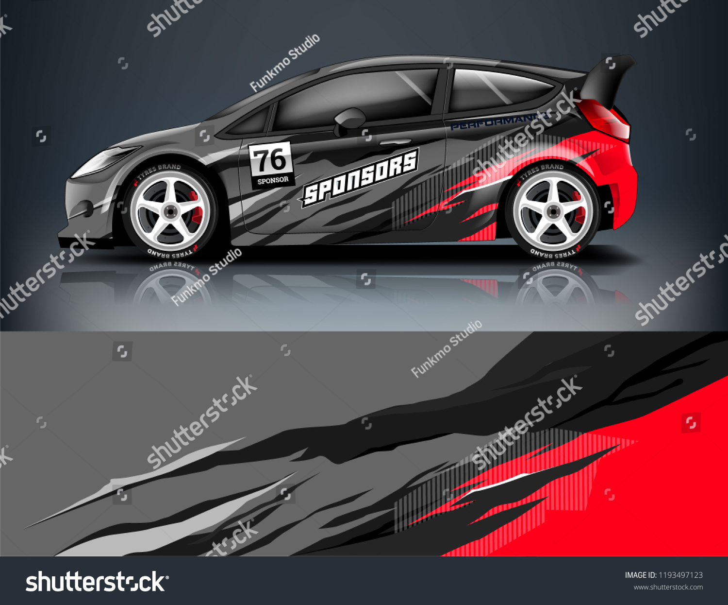 Car wrap design. Livery design for racing car. sedan, hatchback. vector format.