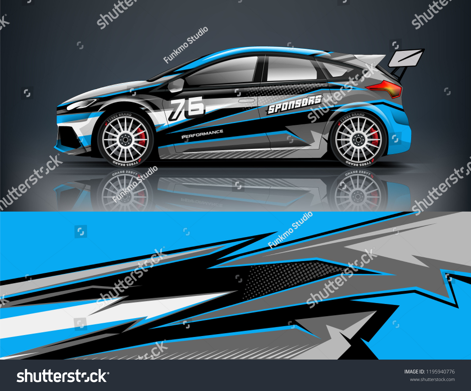 Racing Car decal wrap design. Graphic abstract livery designs for Racing, tuning, Rally car. eps 10 format