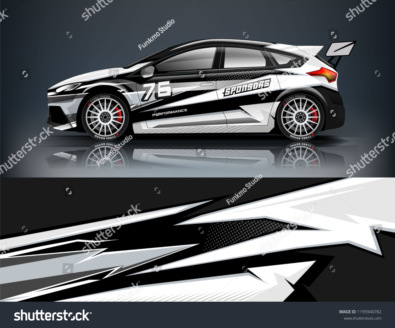 Racing Car decal wrap design. Graphic abstract livery designs for Racing, tuning, Rally car. eps 10 format