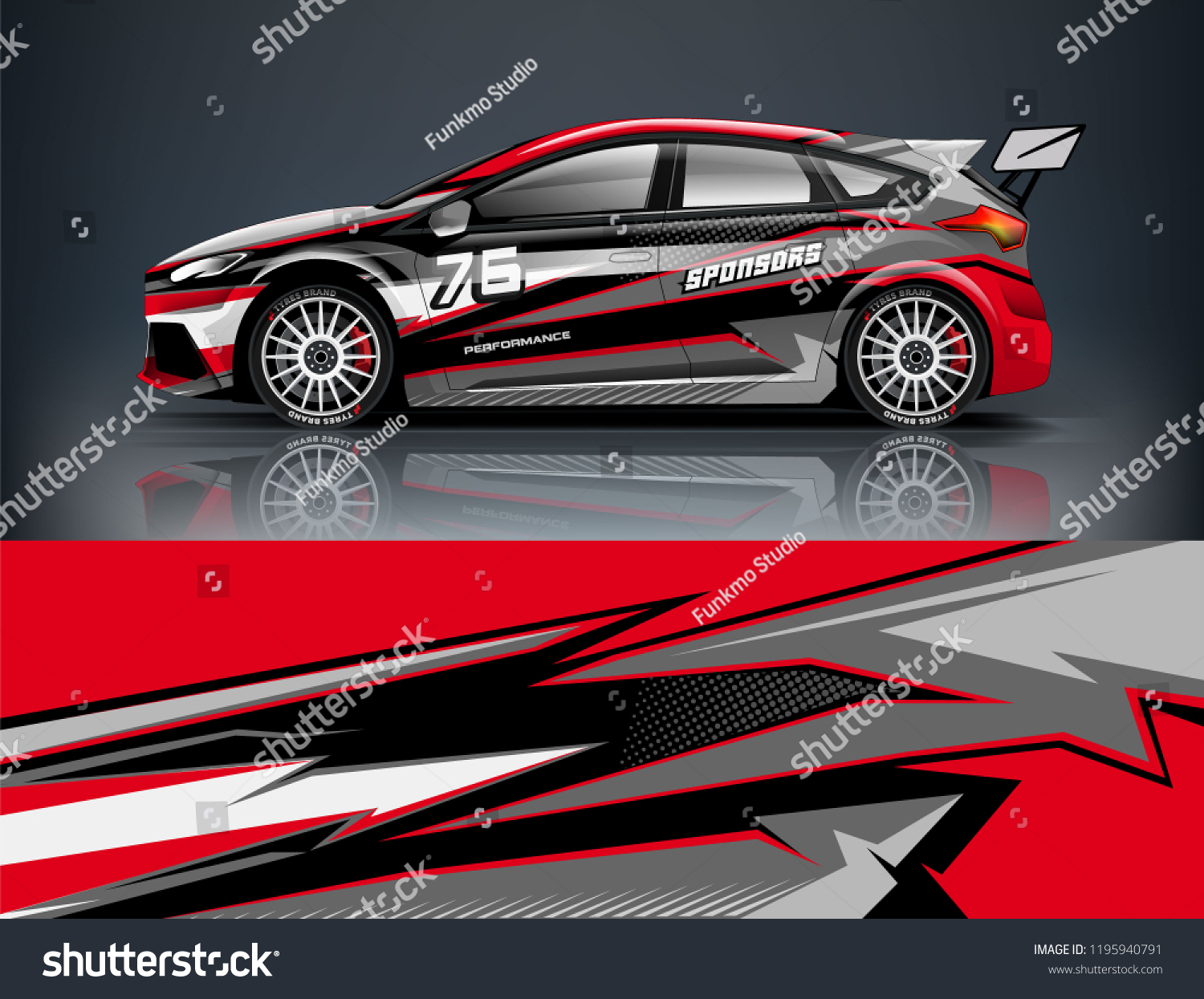 Racing Car decal wrap design. Graphic abstract livery designs for Racing, tuning, Rally car. eps 10 format