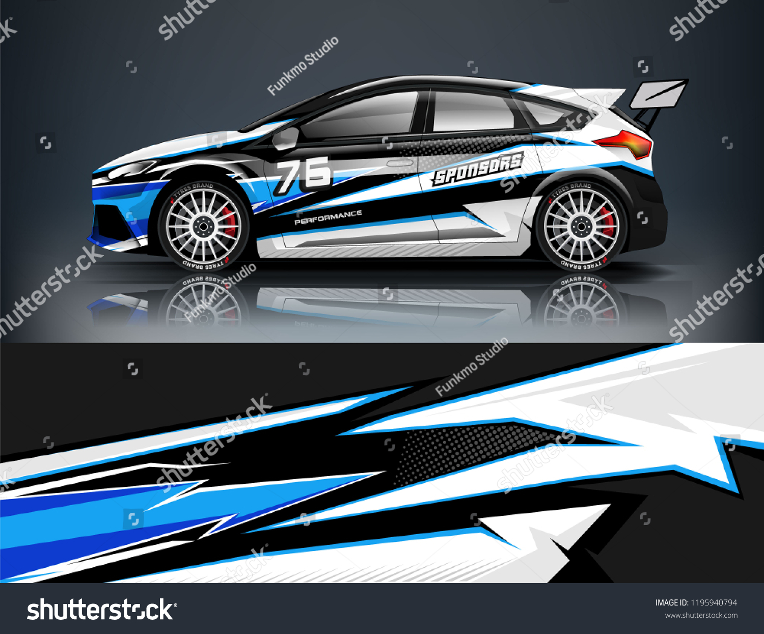 Racing Car decal wrap design. Graphic abstract livery designs for Racing, tuning, Rally car. eps 10 format