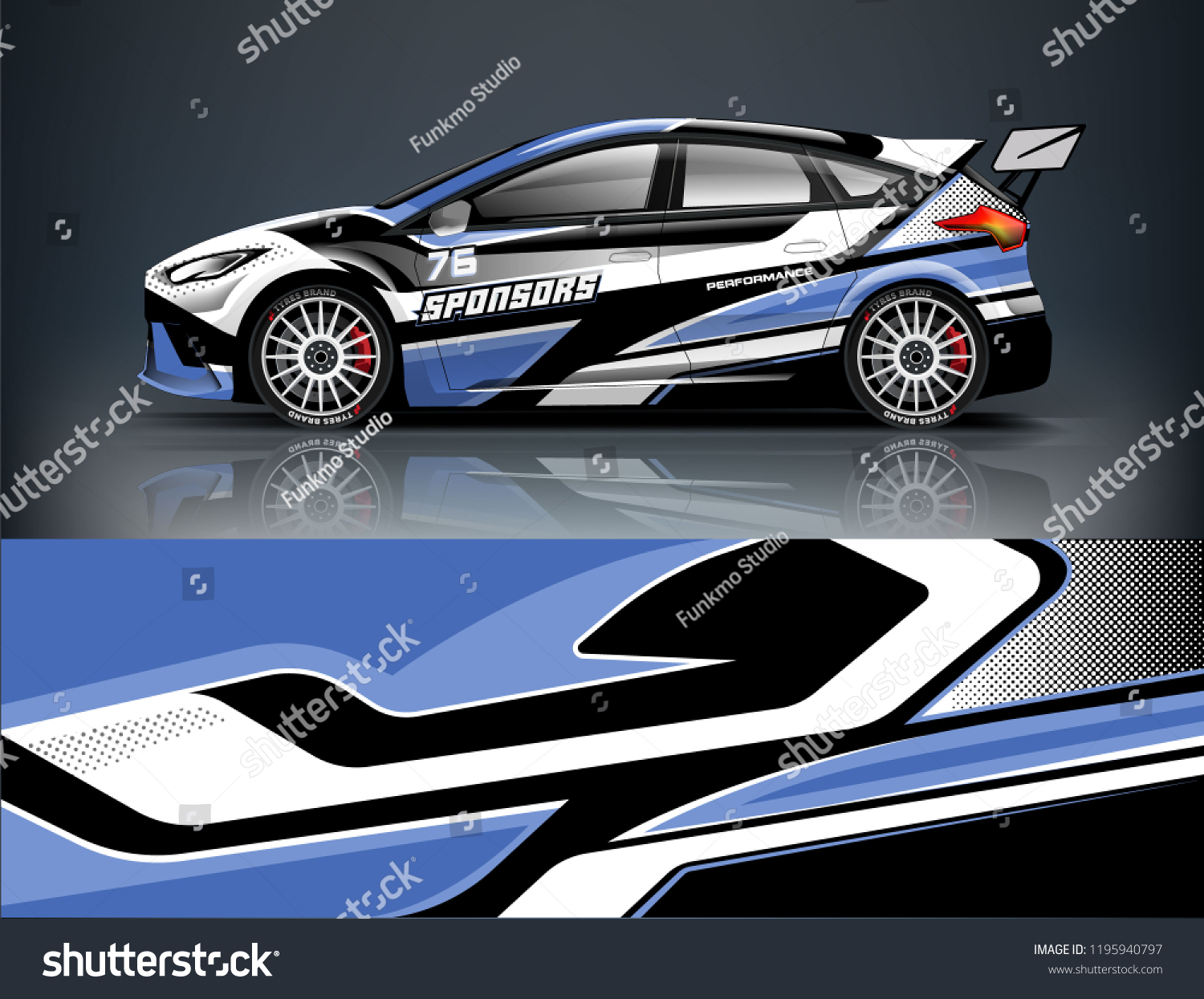 Racing Car decal wrap design. Graphic abstract livery designs for Racing, tuning, Rally car. eps 10 format