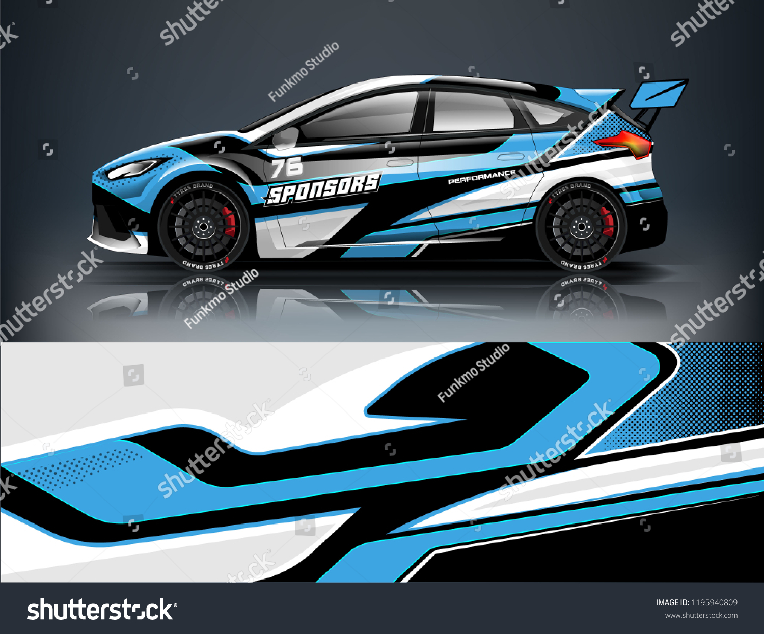 Racing Car decal wrap design. Graphic abstract livery designs for Racing, tuning, Rally car. eps 10 format