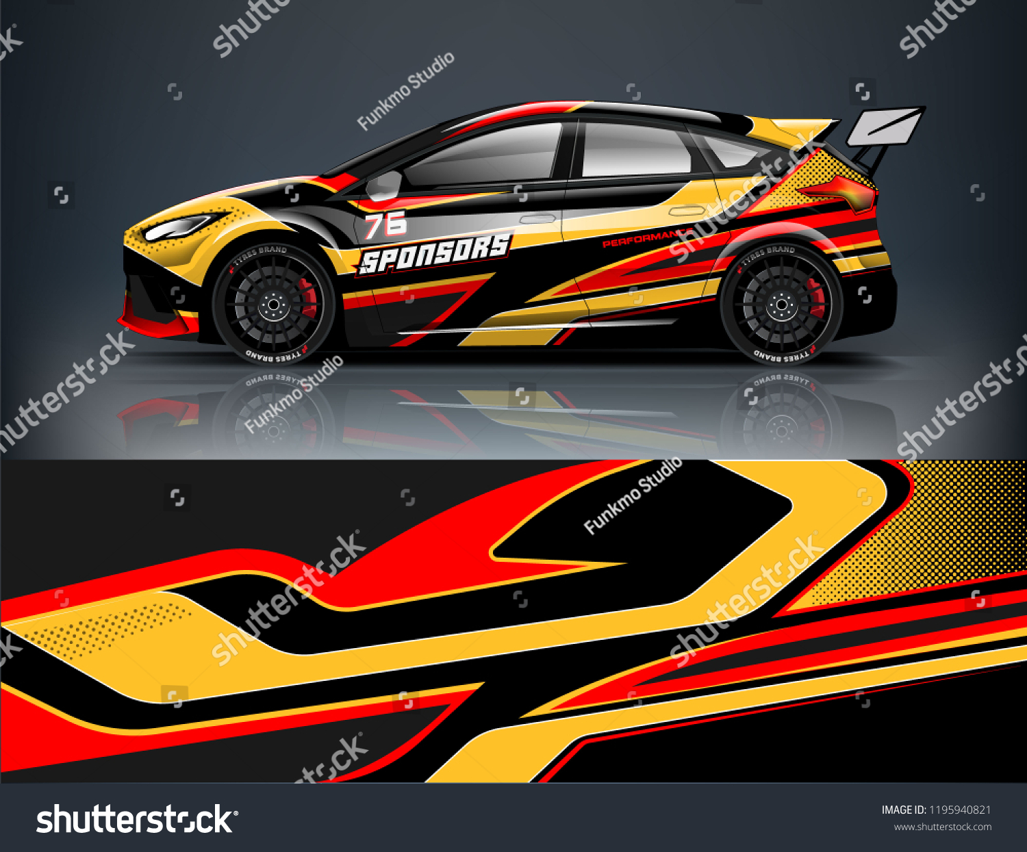 Racing Car decal wrap design. Graphic abstract livery designs for Racing, tuning, Rally car. eps 10 format