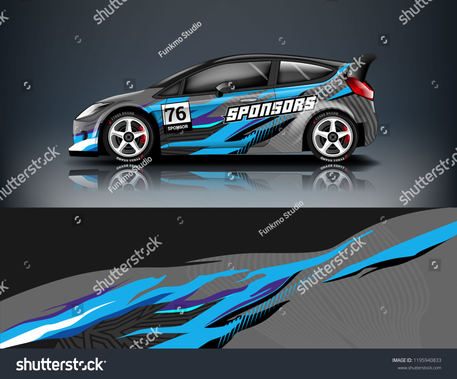 Racing Car decal wrap design. Graphic abstract livery designs for Racing, tuning, Rally car. eps 10 format