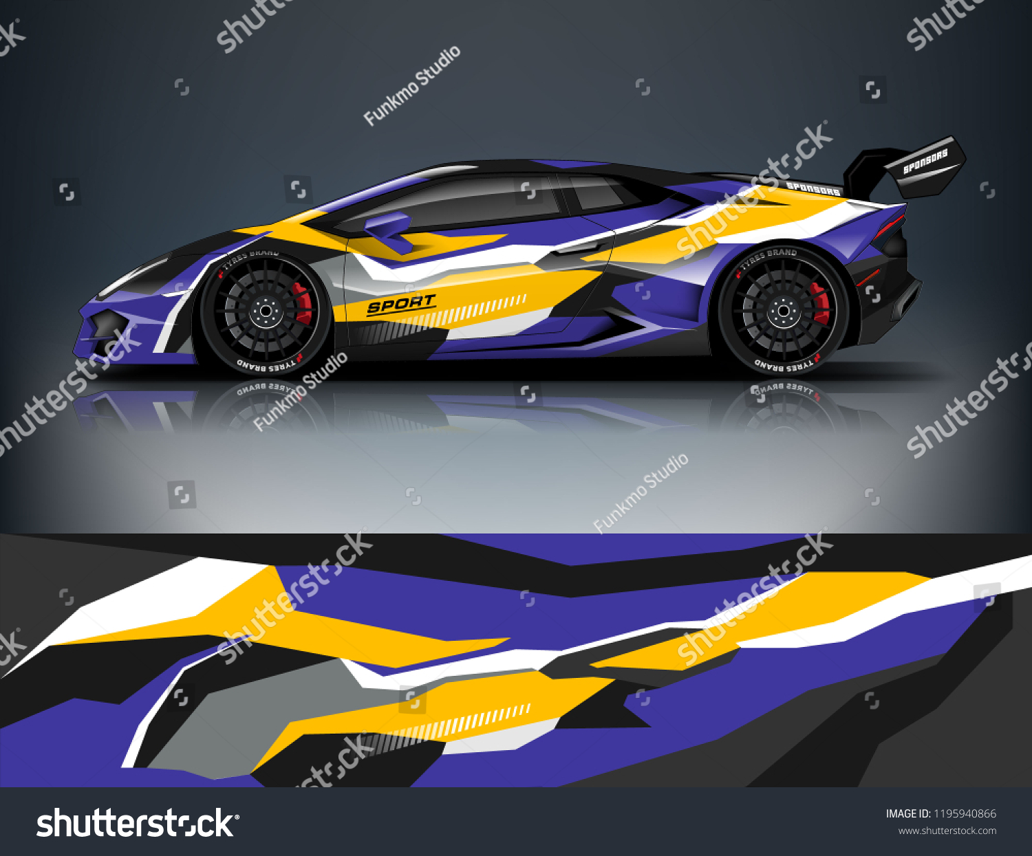 Racing Car decal wrap design. Graphic abstract livery designs for Racing, tuning, Rally car. eps 10 format