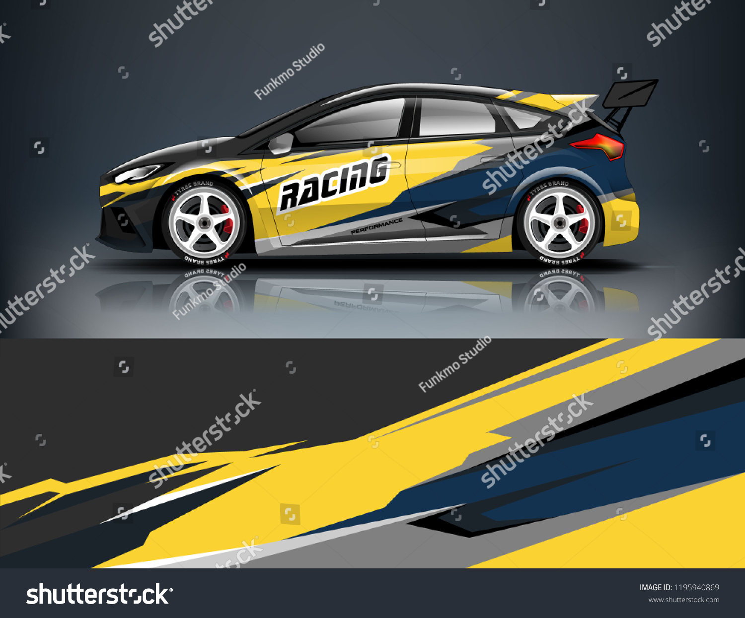Racing Car decal wrap design. Graphic abstract livery designs for Racing, tuning, Rally car. eps 10 format