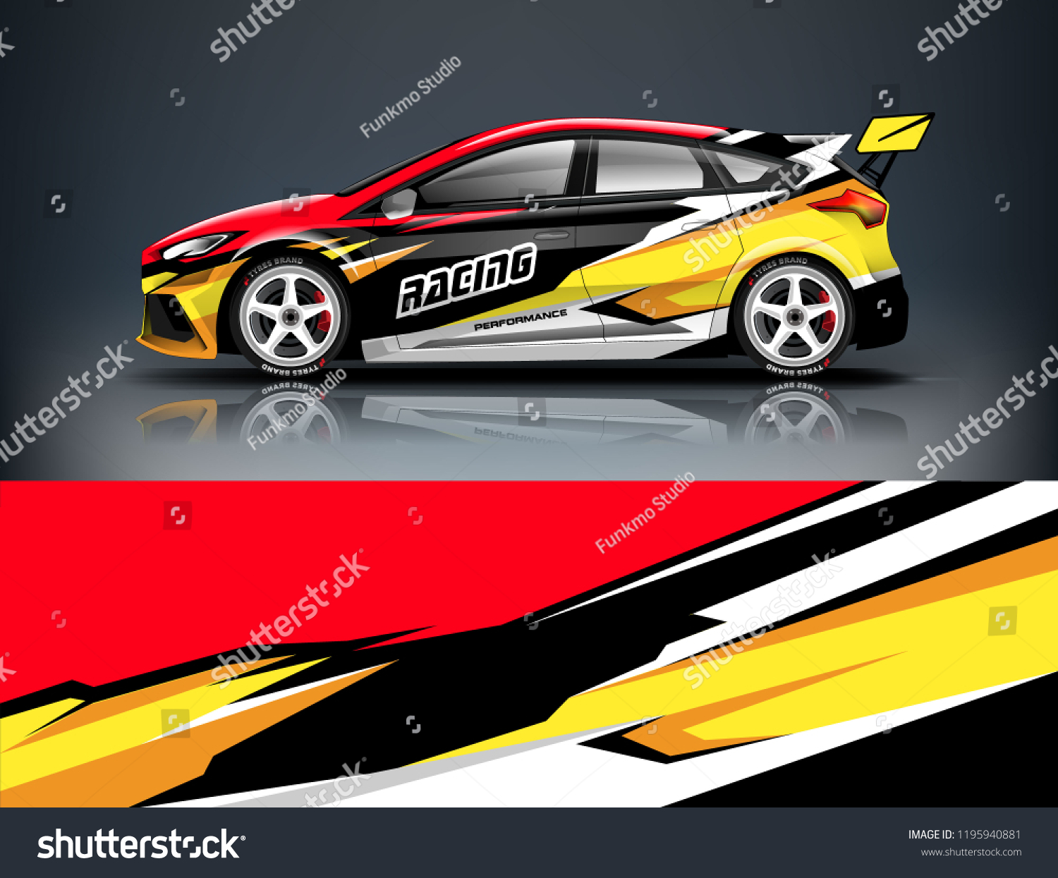 Racing Car decal wrap design. Graphic abstract livery designs for Racing, tuning, Rally car. eps 10 format