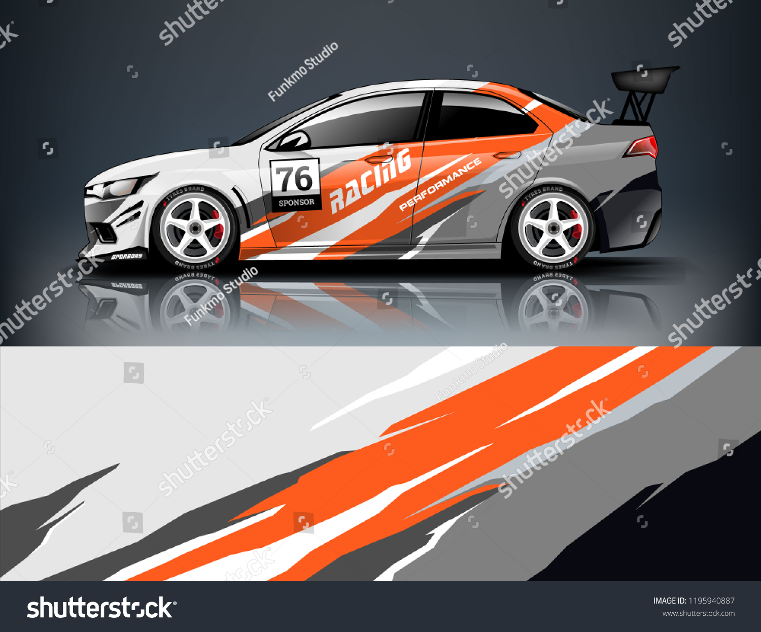 Racing Car decal wrap design. Graphic abstract livery designs for Racing, tuning, Rally car. eps 10 format