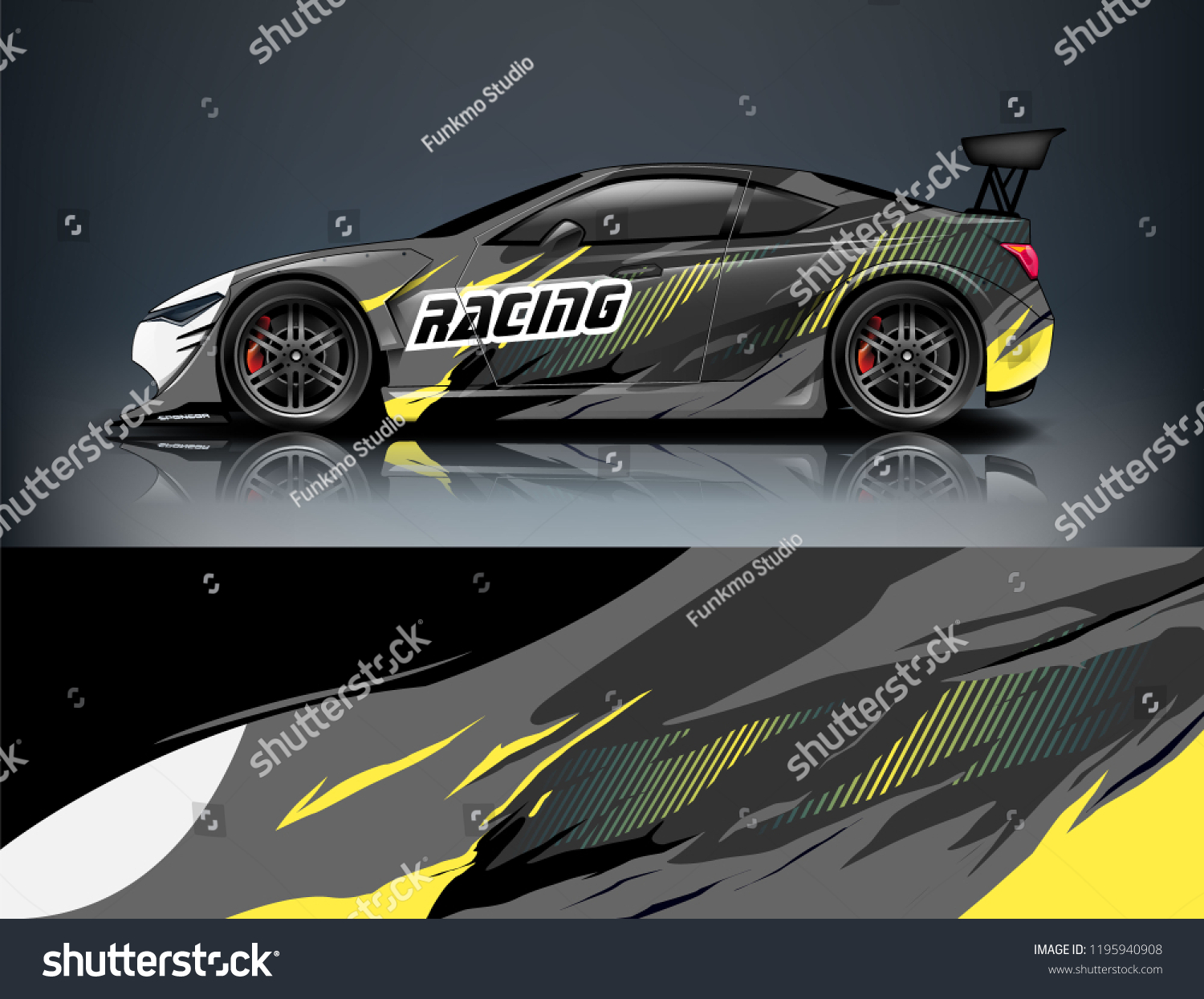 Racing Car decal wrap design. Graphic abstract livery designs for Racing, tuning, Rally car. eps 10 format