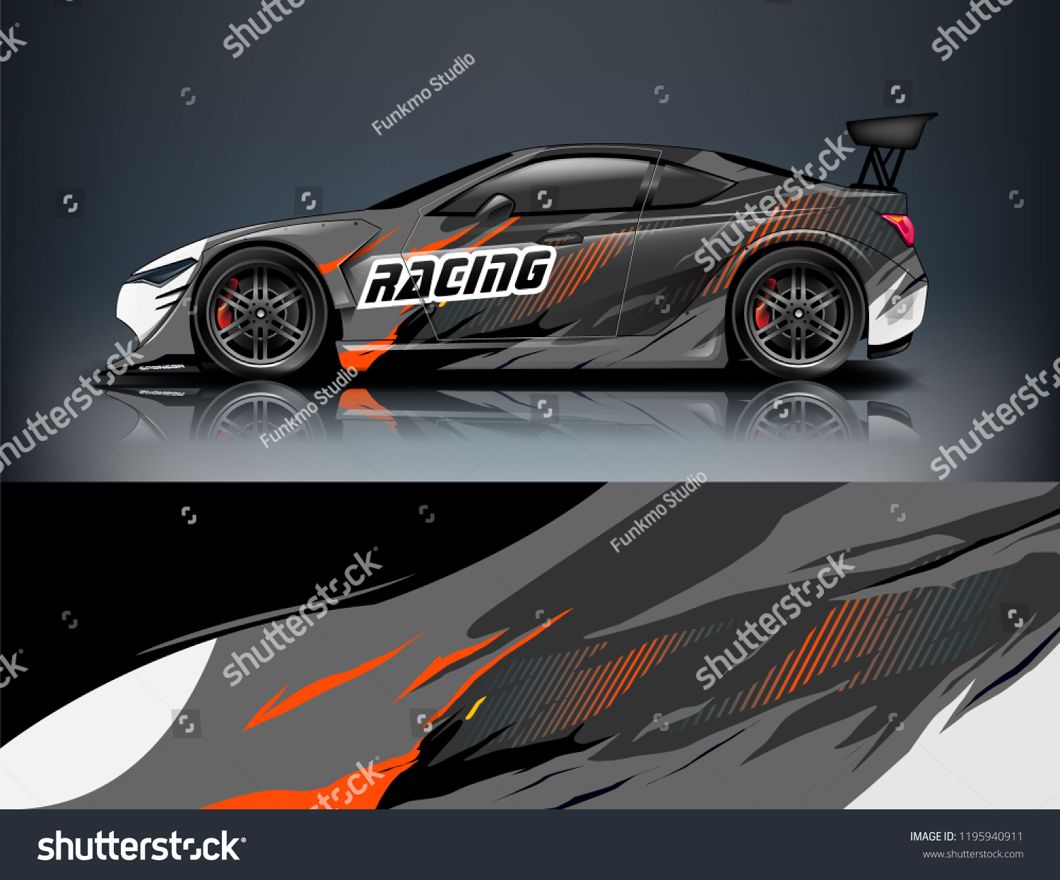 Racing Car decal wrap design. Graphic abstract livery designs for Racing, tuning, Rally car. eps 10 format