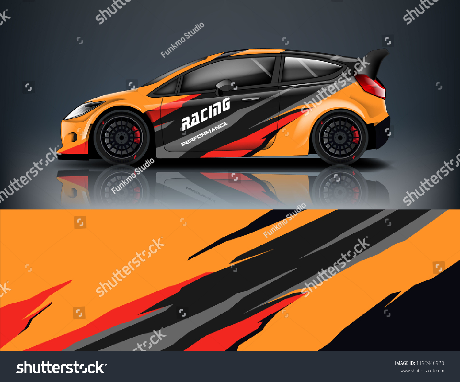 Racing Car decal wrap design. Graphic abstract livery designs for Racing, tuning, Rally car. eps 10 format