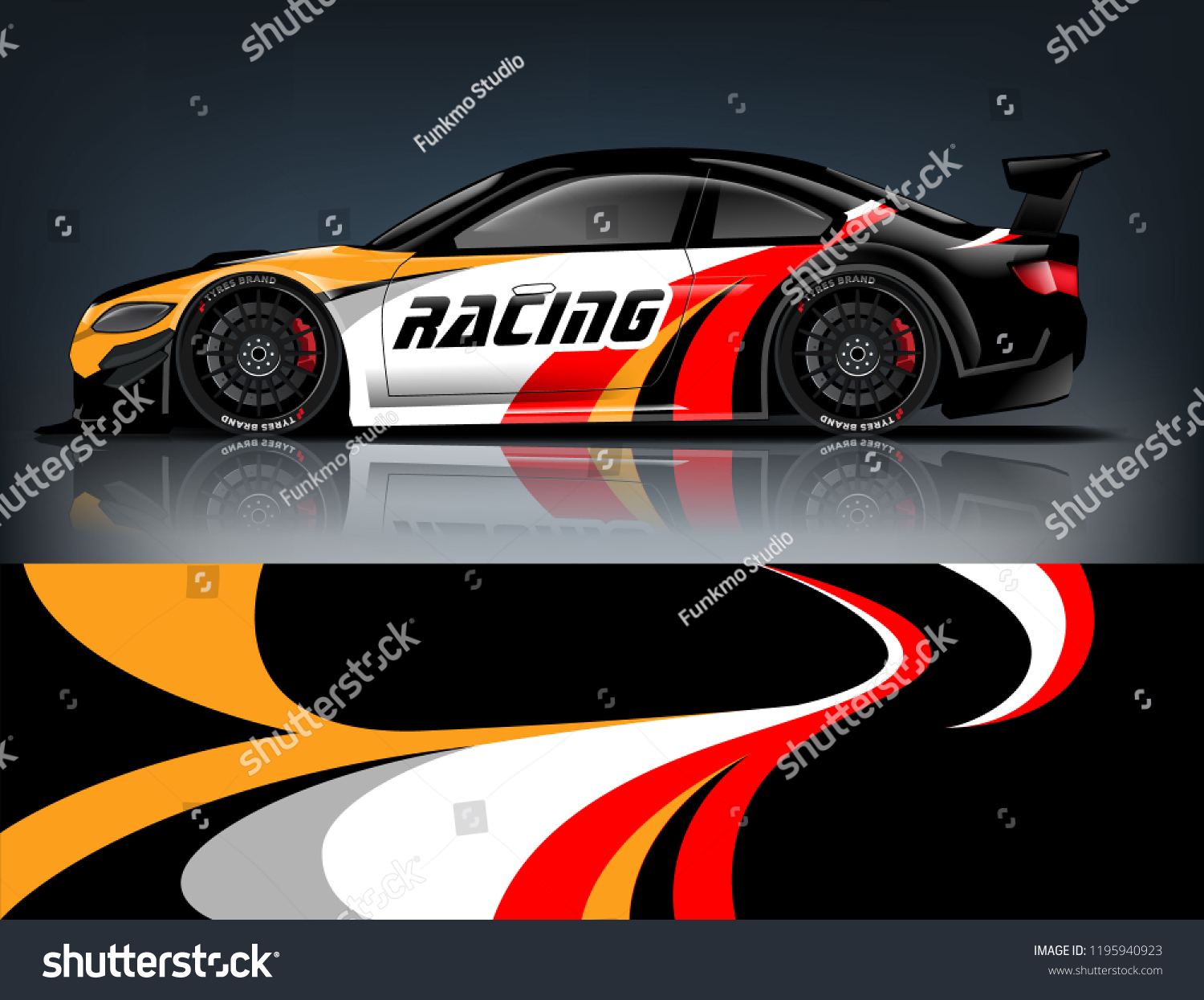 Racing Car decal wrap design. Graphic abstract livery designs for Racing, tuning, Rally car. eps 10 format