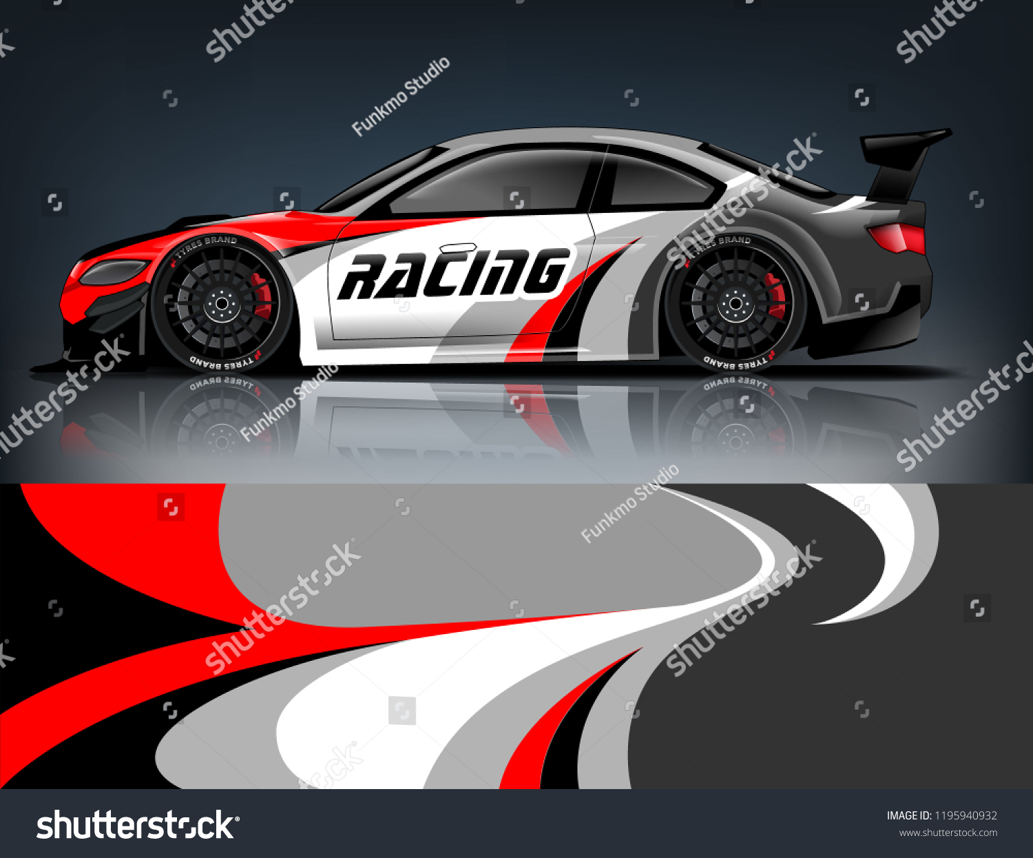 Racing Car decal wrap design. Graphic abstract livery designs for Racing, tuning, Rally car. eps 10 format