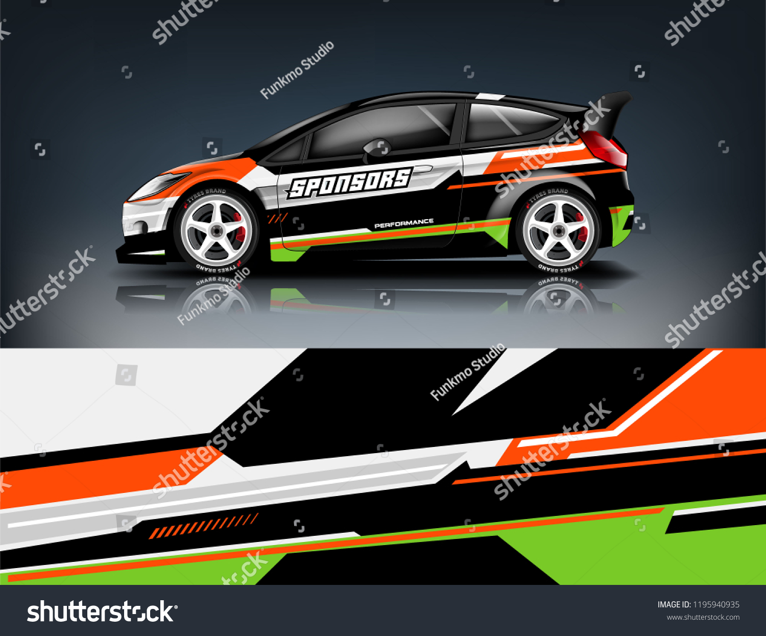 Racing Car decal wrap design. Graphic abstract livery designs for Racing, tuning, Rally car. eps 10 format