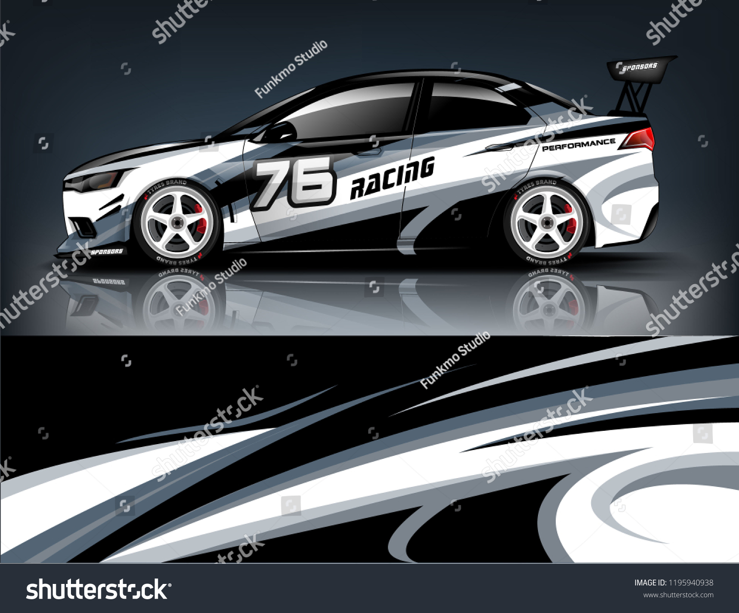 Racing Car decal wrap design. Graphic abstract livery designs for Racing, tuning, Rally car. eps 10 format