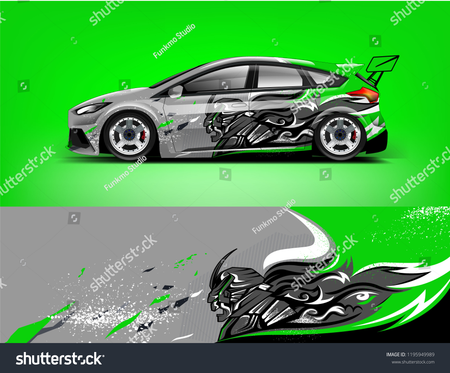 tuning car wrap design for branding services company.
