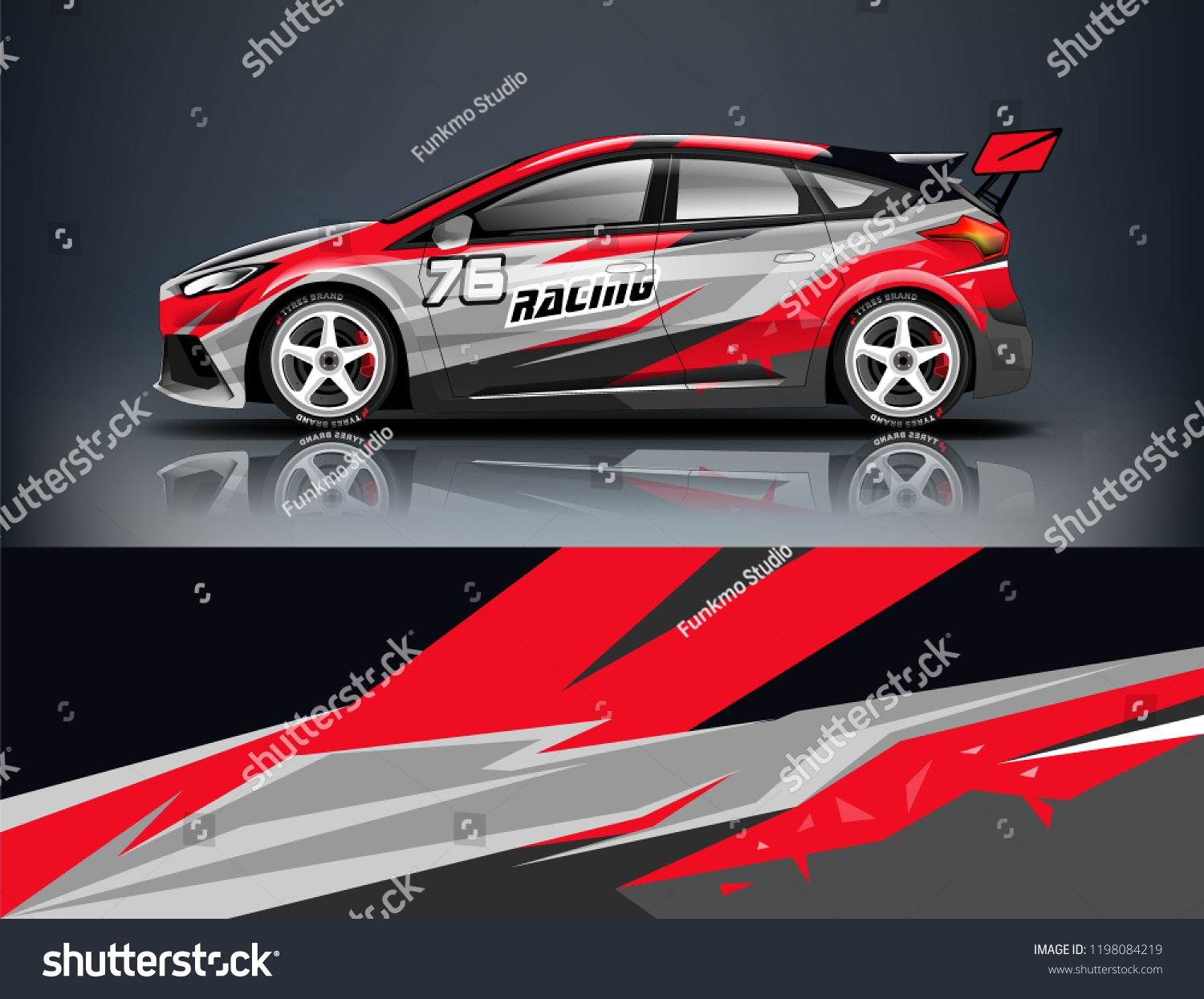 Car decal wrap design vector. Graphic abstract stripe racing background kit designs for vehicle, race car, rally, adventure and livery