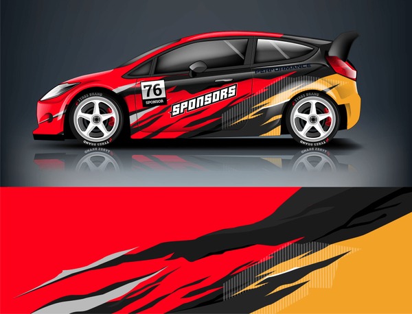 Car decal wrap design vector. Graphic abstract stripe racing background kit designs for vehicle, race car, rally, adventure and livery