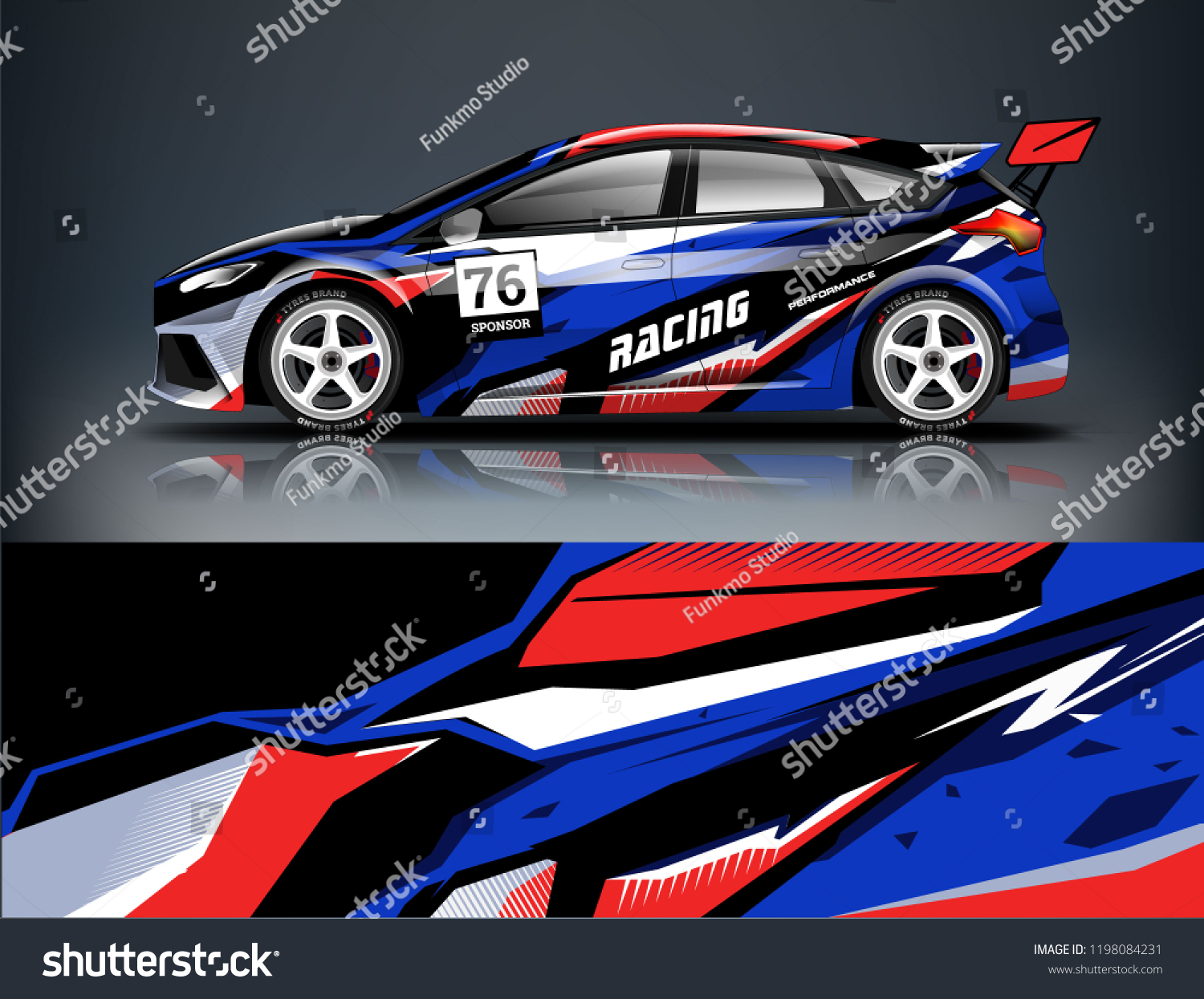 Car decal wrap design vector. Graphic abstract stripe racing background kit designs for vehicle, race car, rally, adventure and livery