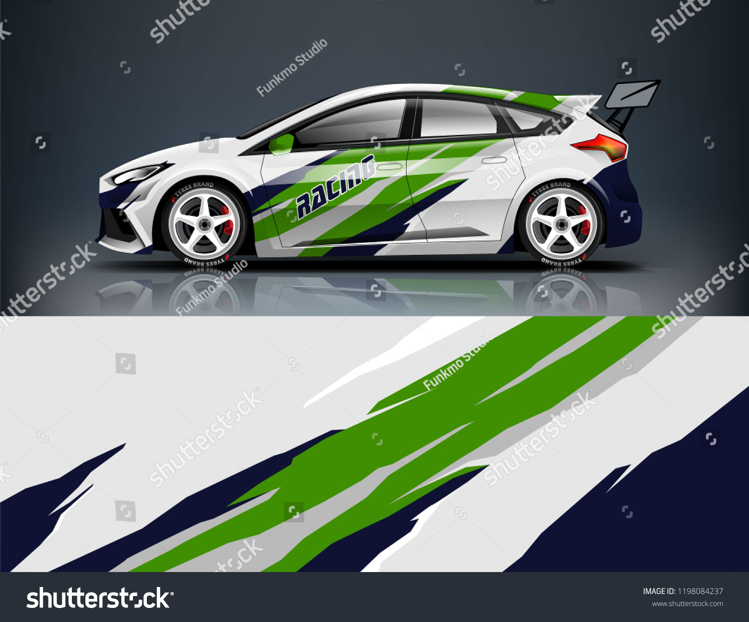 Car decal wrap design vector. Graphic abstract stripe racing background kit designs for vehicle, race car, rally, adventure and livery