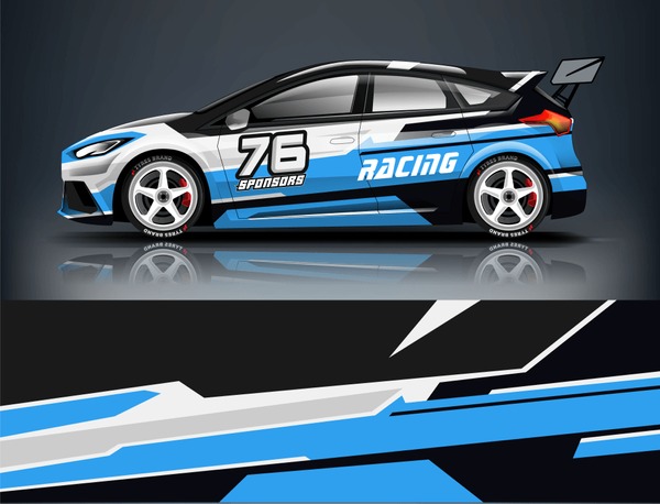 Car decal wrap design vector. Graphic abstract stripe racing background kit designs for vehicle, race car, rally, adventure and livery