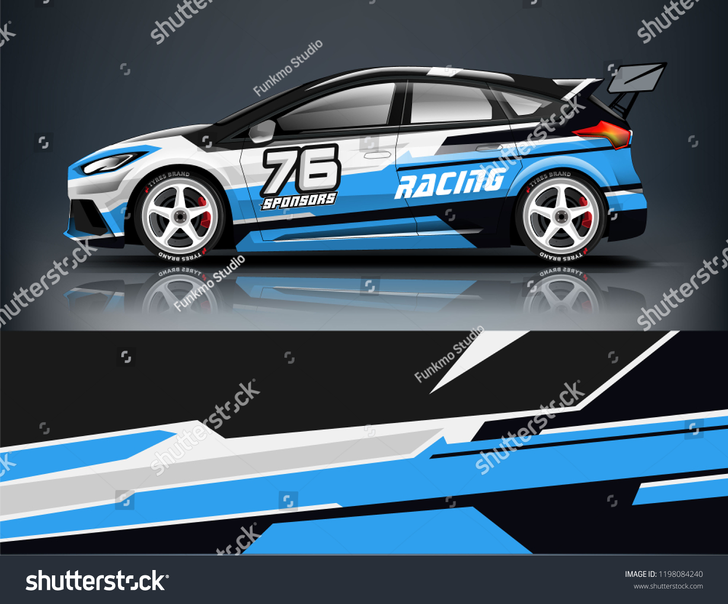 Car decal wrap design vector. Graphic abstract stripe racing background kit designs for vehicle, race car, rally, adventure and livery