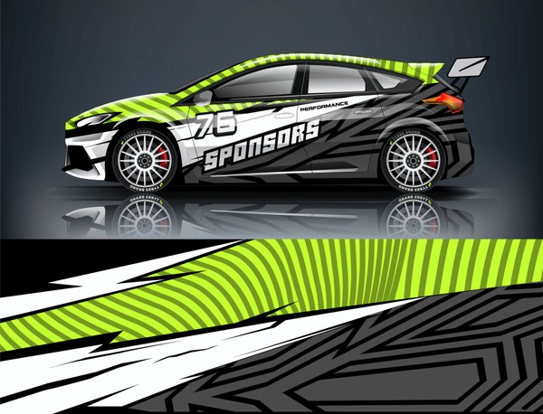 Car decal wrap design vector. Graphic abstract stripe racing background kit designs for vehicle, race car, rally, adventure and livery