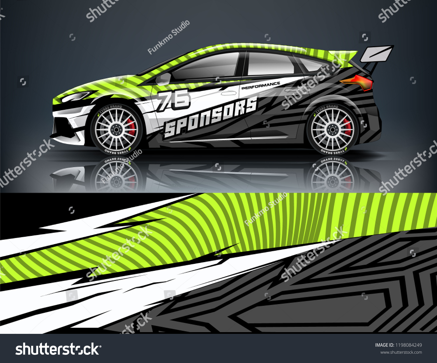 Car decal wrap design vector. Graphic abstract stripe racing background kit designs for vehicle, race car, rally, adventure and livery
