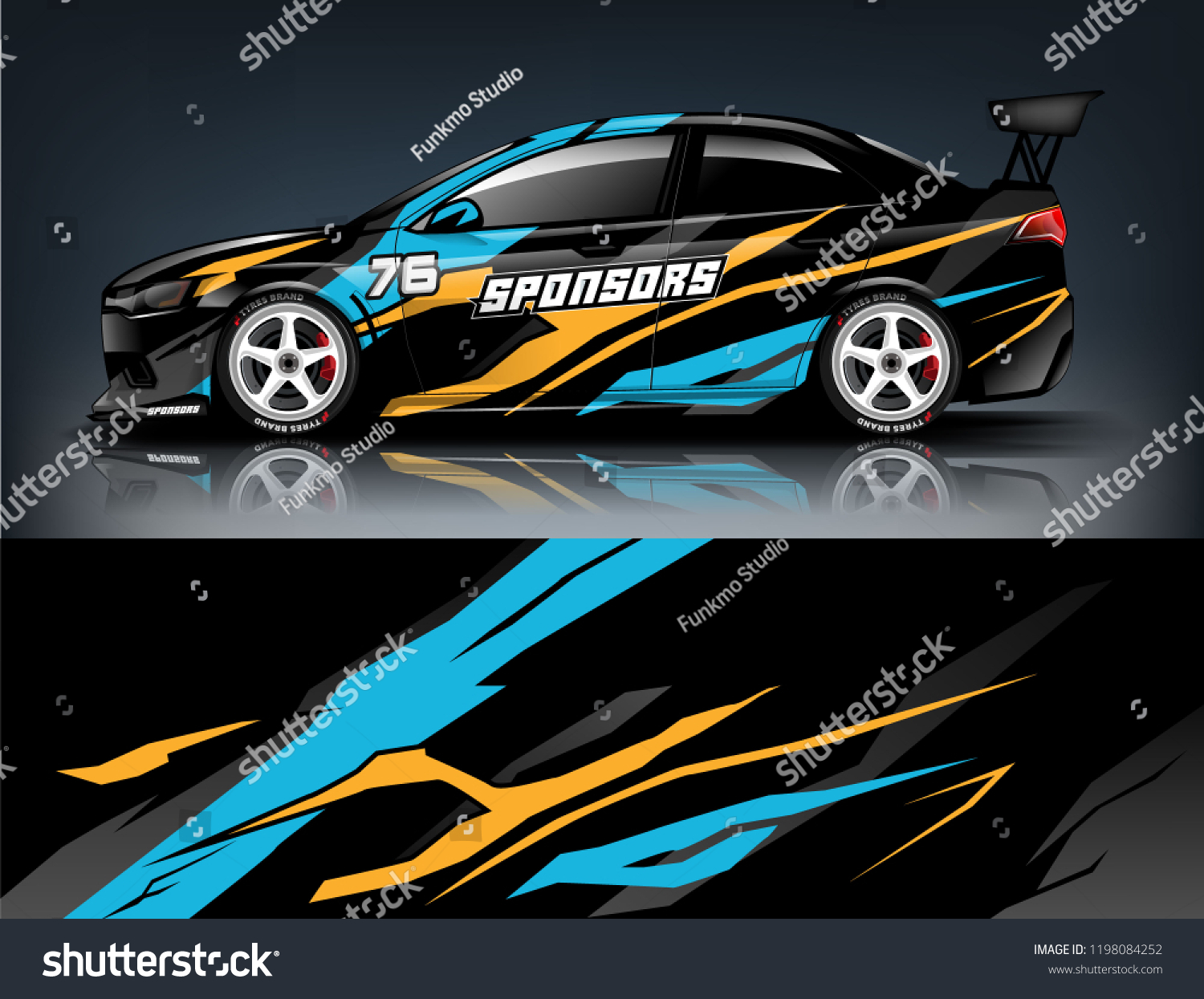 Car decal wrap design vector. Graphic abstract stripe racing background kit designs for vehicle, race car, rally, adventure and livery