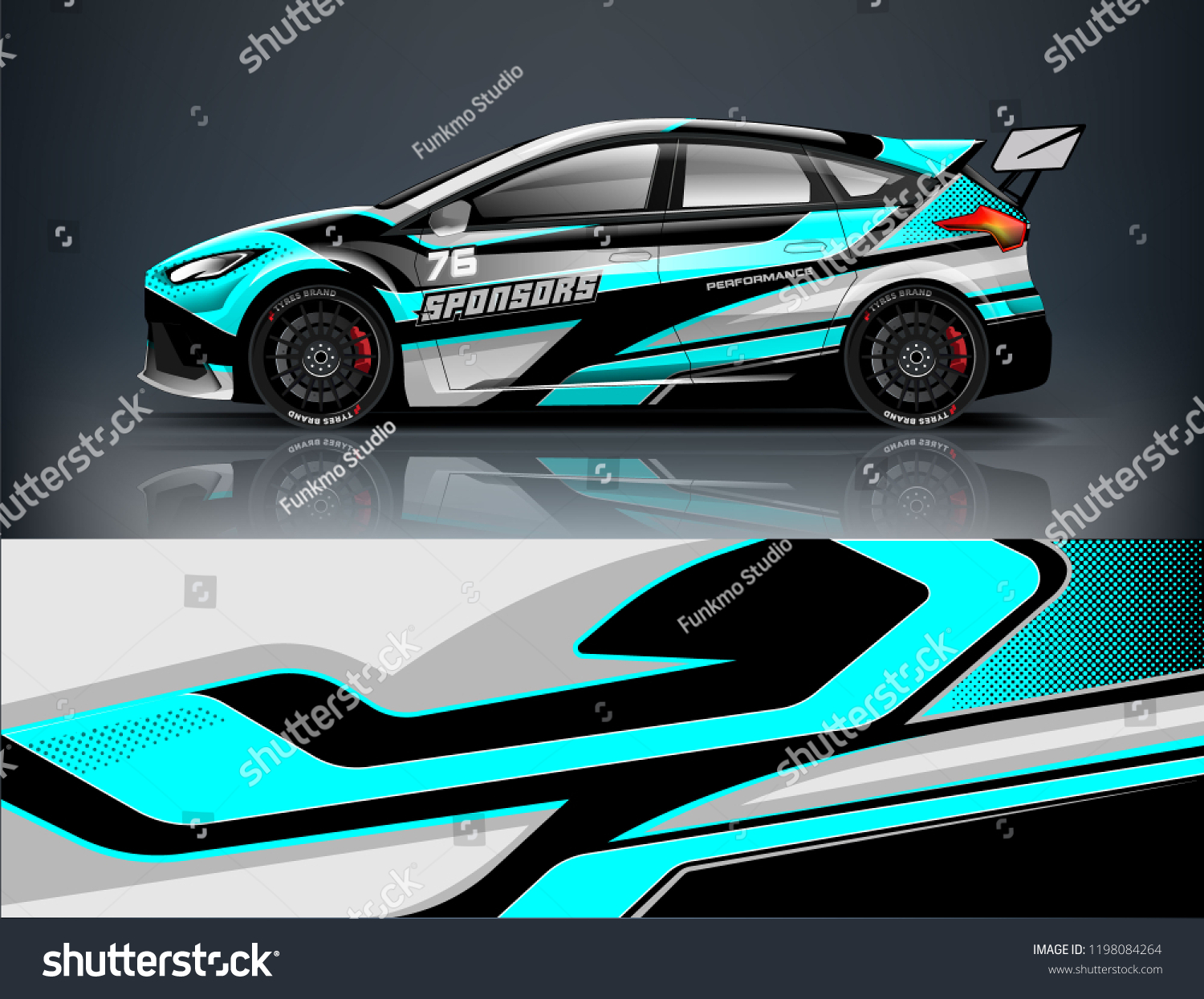 Car decal wrap design vector. Graphic abstract stripe racing background kit designs for vehicle, race car, rally, adventure and livery