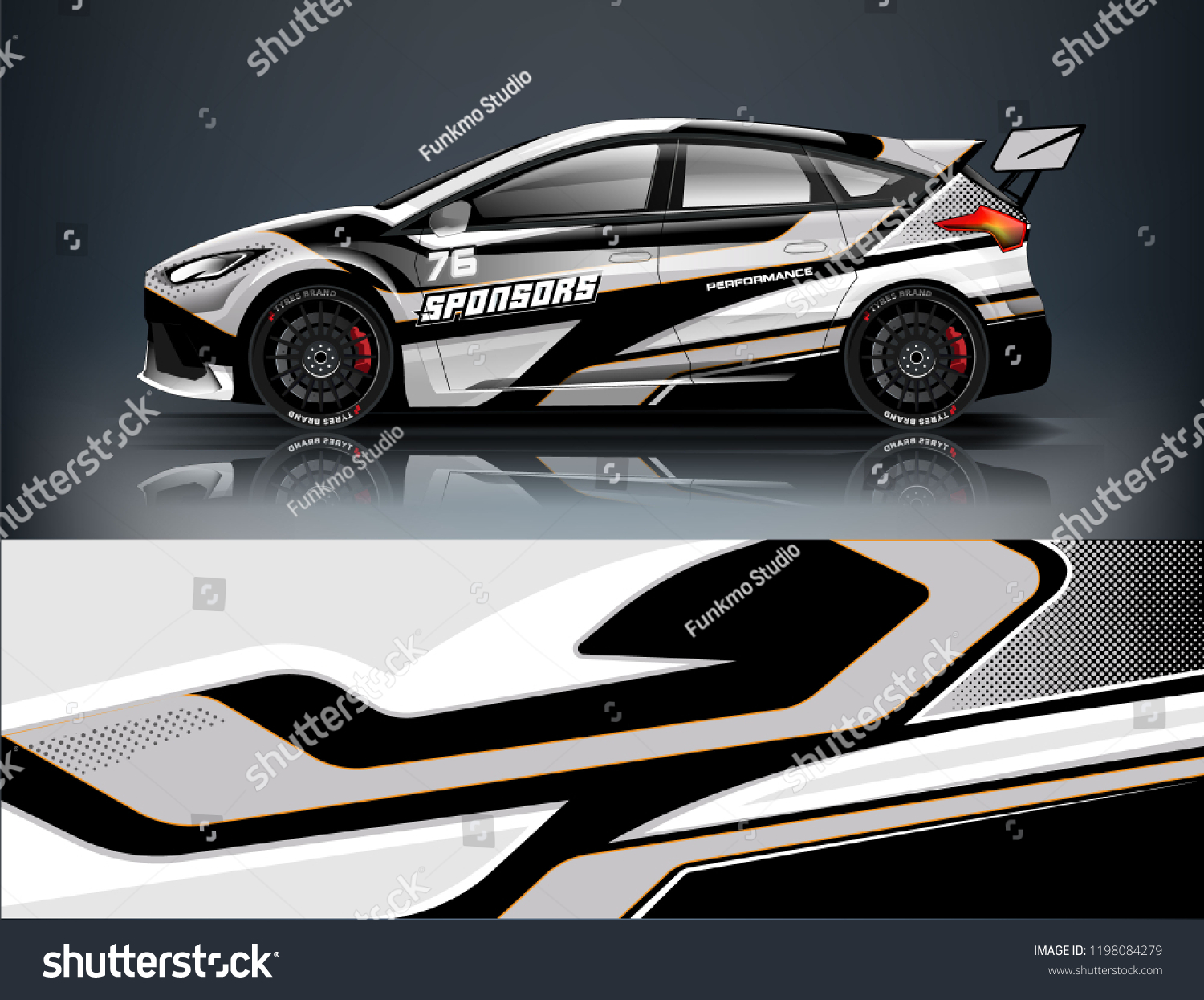 Car decal wrap design vector. Graphic abstract stripe racing background kit designs for vehicle, race car, rally, adventure and livery