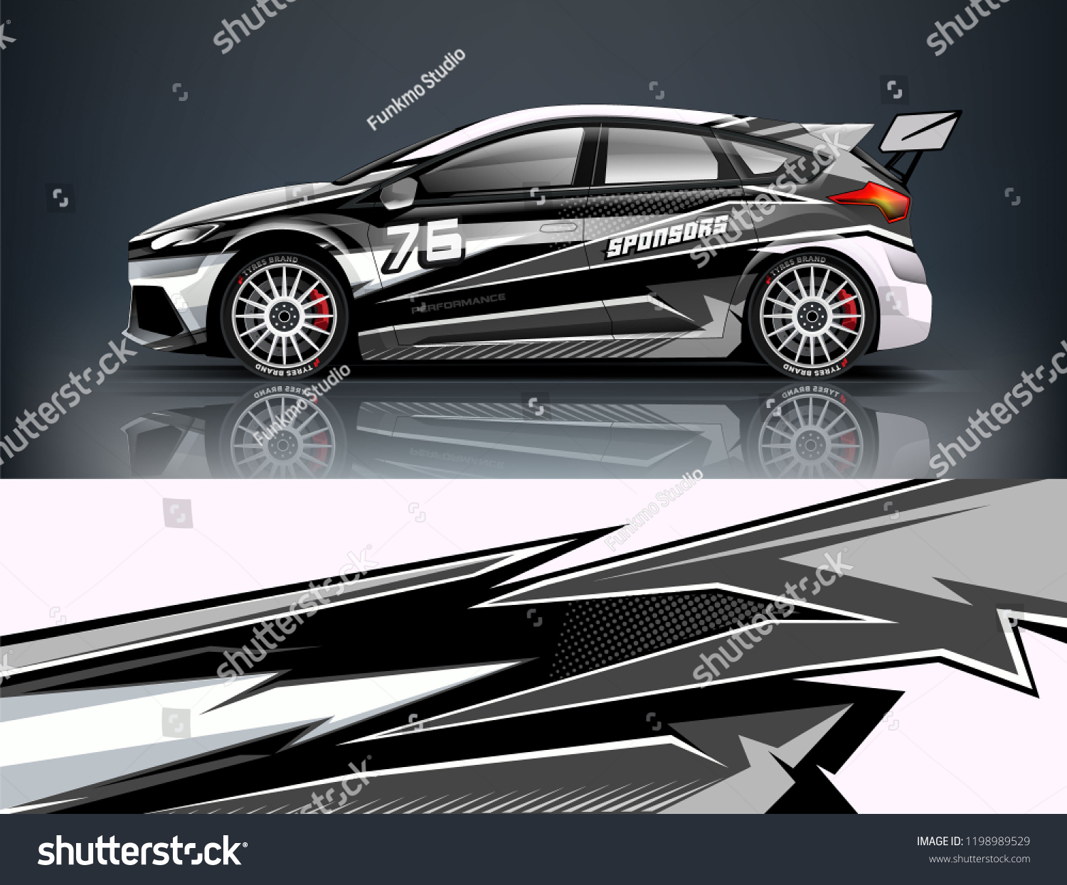 Car decal wrap design vector. Graphic abstract stripe racing background kit designs for vehicle, race car, rally, adventure and livery