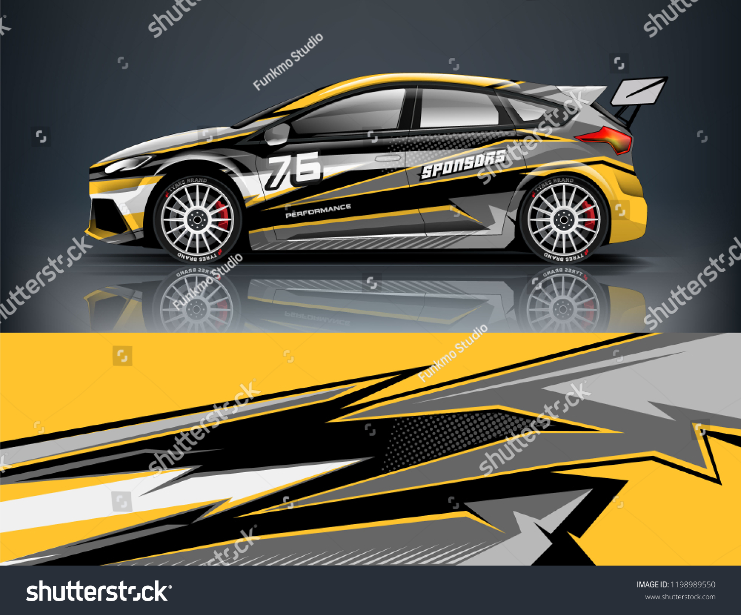 Car decal wrap design vector. Graphic abstract stripe racing background kit designs for vehicle, race car, rally, adventure and livery