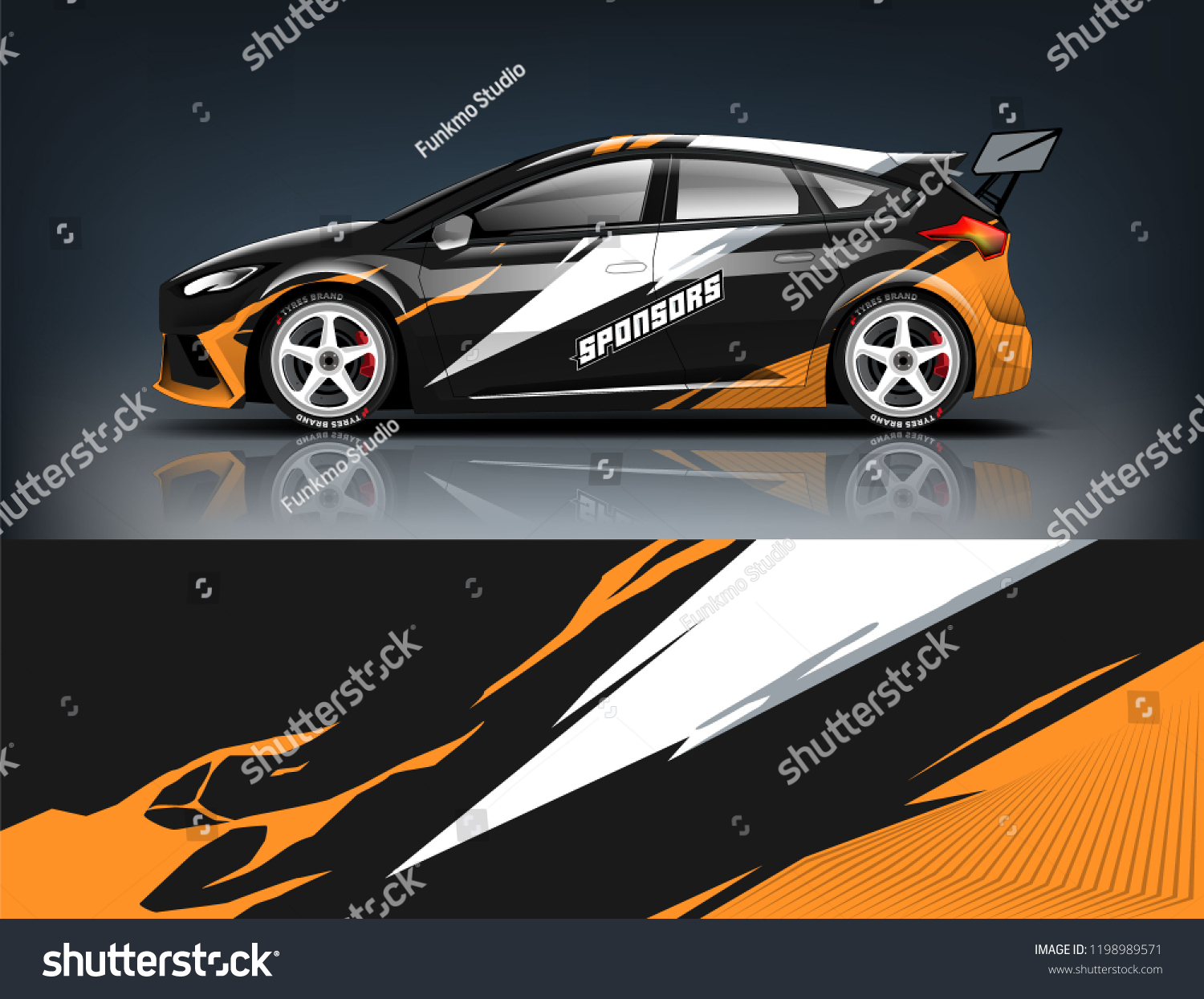 Car decal wrap design vector. Graphic abstract stripe racing background kit designs for vehicle, race car, rally, adventure and livery