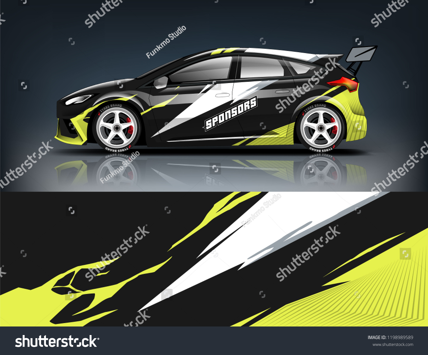 Car decal wrap design vector. Graphic abstract stripe racing background kit designs for vehicle, race car, rally, adventure and livery