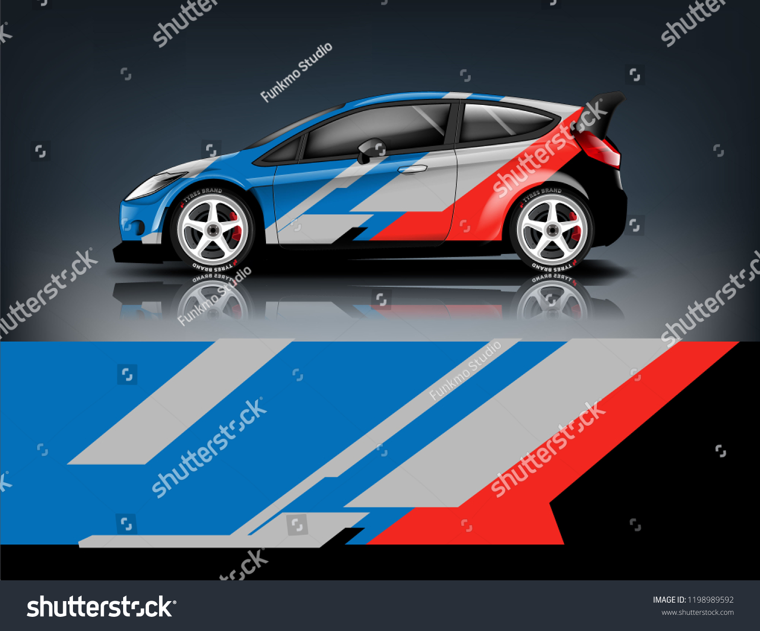 Car decal wrap design vector. Graphic abstract stripe racing background kit designs for vehicle, race car, rally, adventure and livery