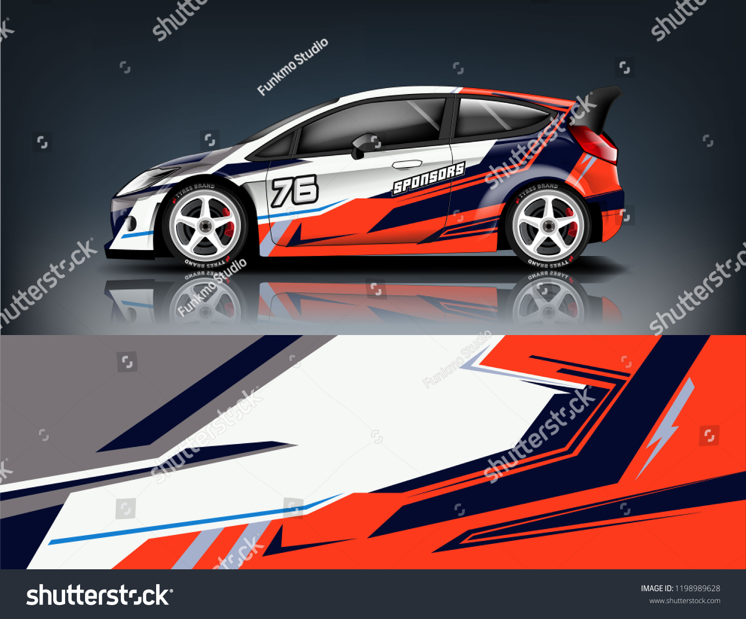 Car decal wrap design vector. Graphic abstract stripe racing background kit designs for vehicle, race car, rally, adventure and livery