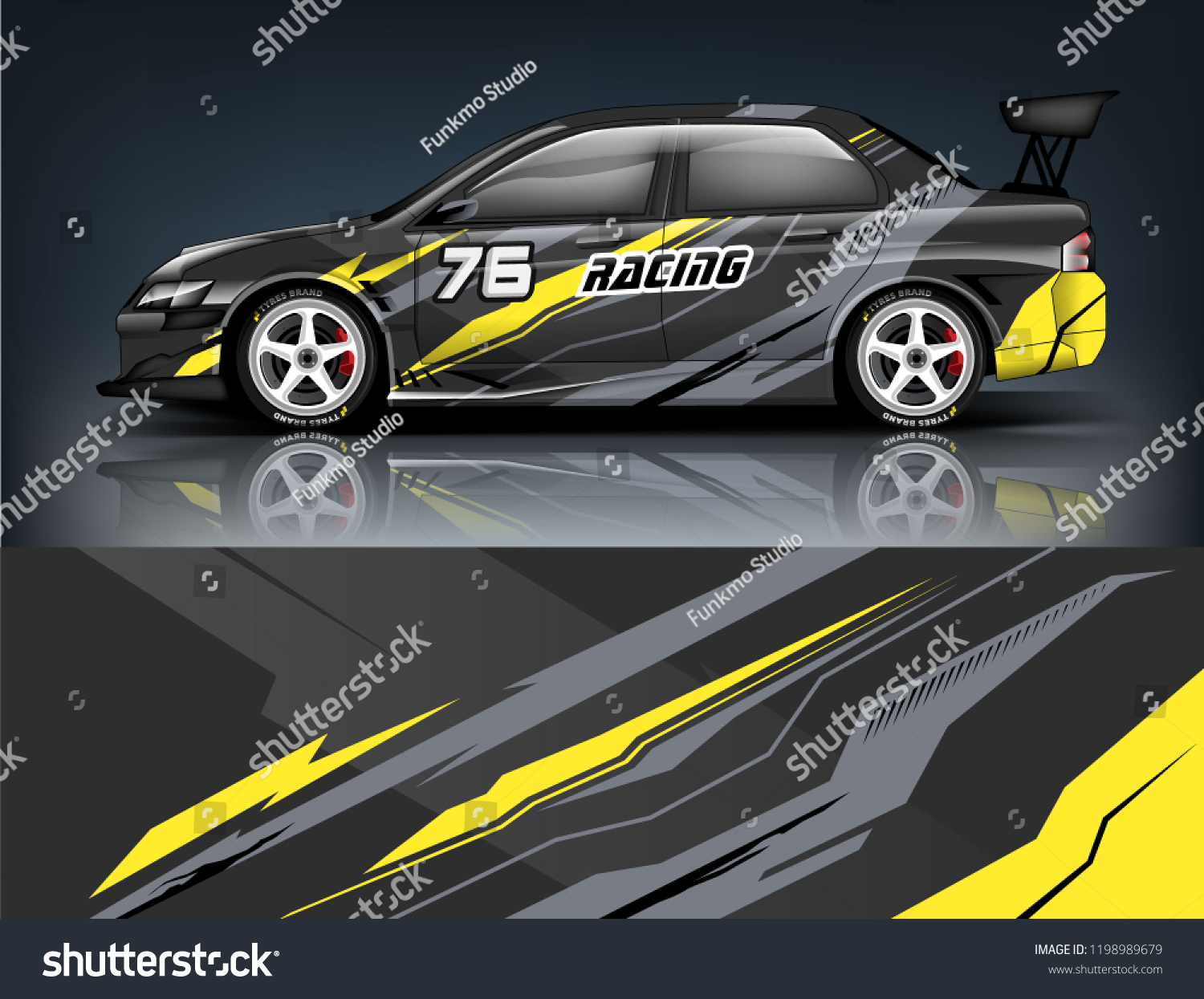 Car decal wrap design vector. Graphic abstract stripe racing background kit designs for vehicle, race car, rally, adventure and livery