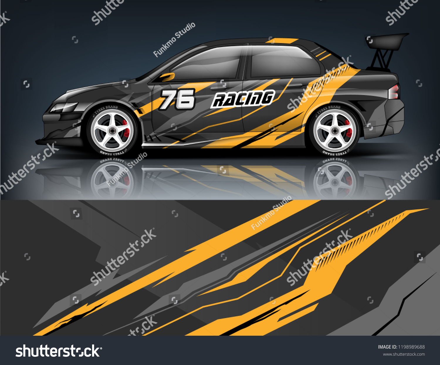 Car decal wrap design vector. Graphic abstract stripe racing background kit designs for vehicle, race car, rally, adventure and livery