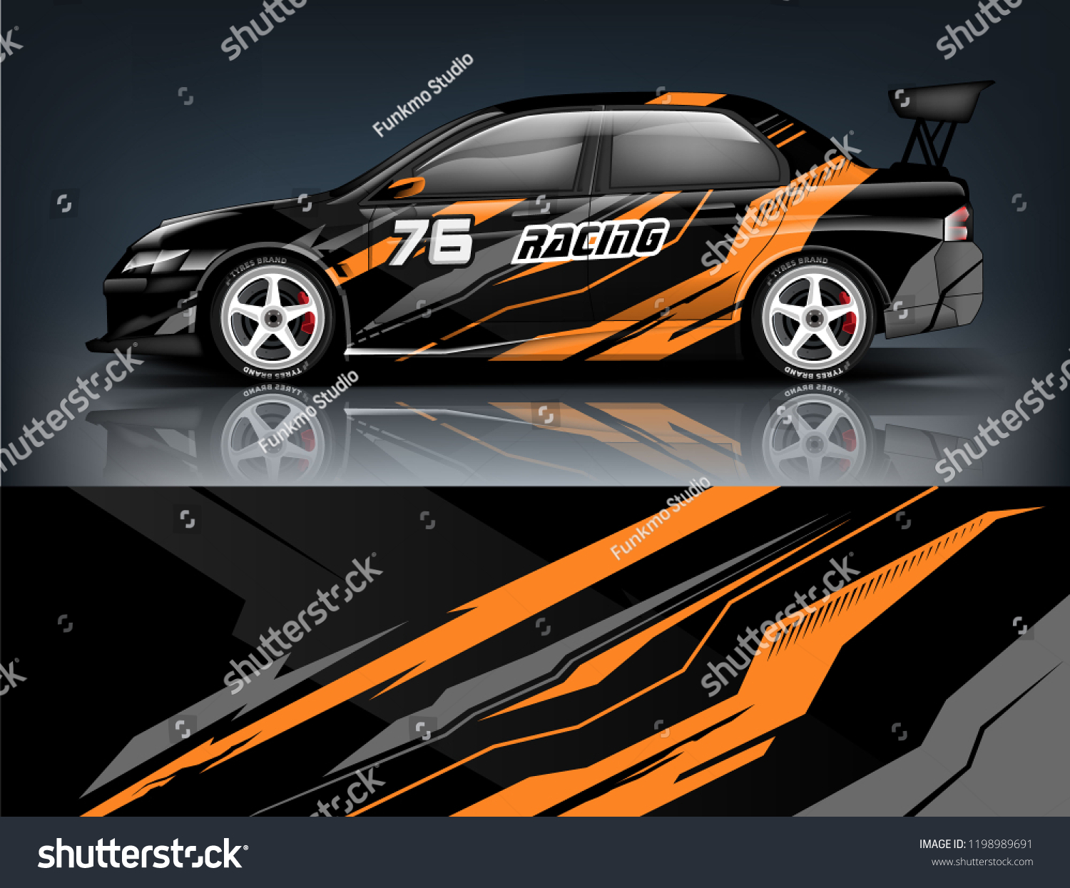 Car decal wrap design vector. Graphic abstract stripe racing background kit designs for vehicle, race car, rally, adventure and livery