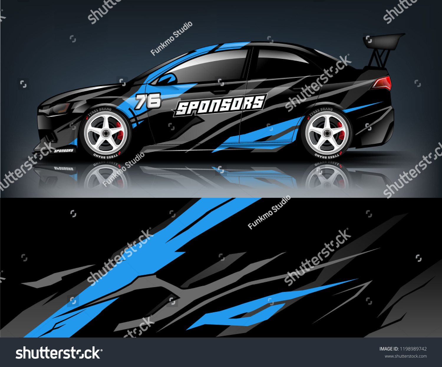 Car decal wrap design vector. Graphic abstract stripe racing background kit designs for vehicle, race car, rally, adventure and livery